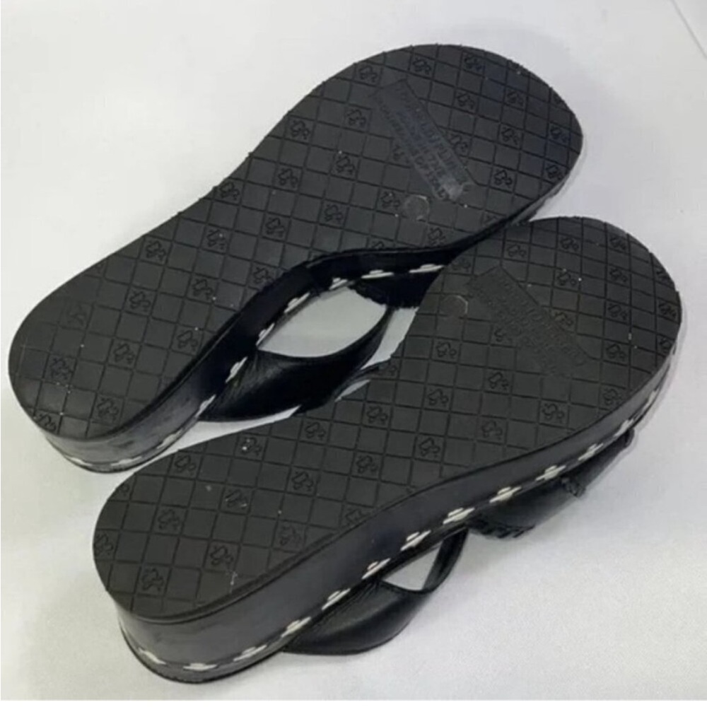 DONALD J PLINER System Leather Wedge Sandal Black Sz 6 EUC - Picture 3 of 5